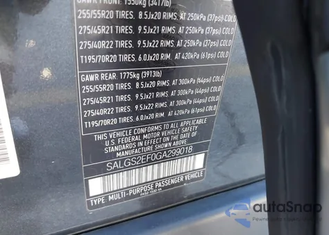 2016 Land Rover Range Rover 5.0L V8 Supercharged z USA, uszkodzony, nr VIN SALGS2EF0GA299018